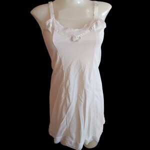 Vintage Womens XS Lorraine Slip Lace Trim Bow Adjustable Straps 1970's Goth Glam